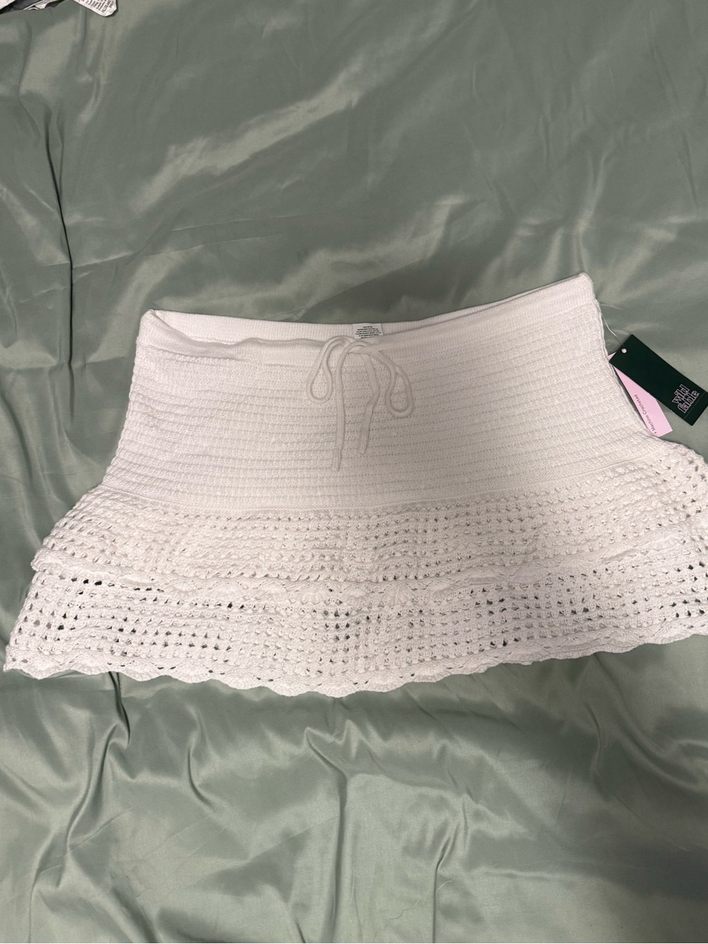 Target White Crochet Mini Skirt with Drawstring Waist